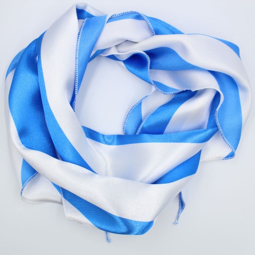 Σατέν Φουλάρι Μαντήλι Παρέλασης Τρίγωνο 95cm x 35cm Μπλε Λευκό