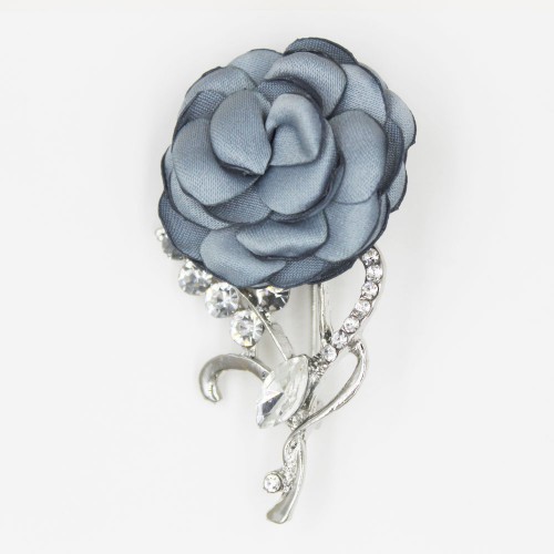 Γυναικεία Ασημί Καρφίτσα Με Σχέδιο Μπλε Πετρολ Τριαντάφυλλο