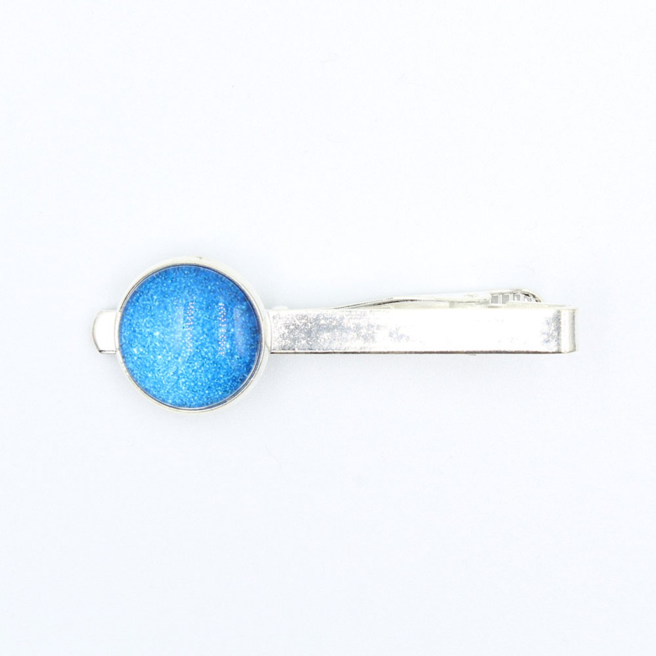 Ασημί Κλιπ Γραβάτας Με Μπλε Πρόσοψη 5.3 cm