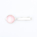 Ασημί Κλιπ Γραβάτας Με Ροζ Πρόσοψη 5.3 cm
