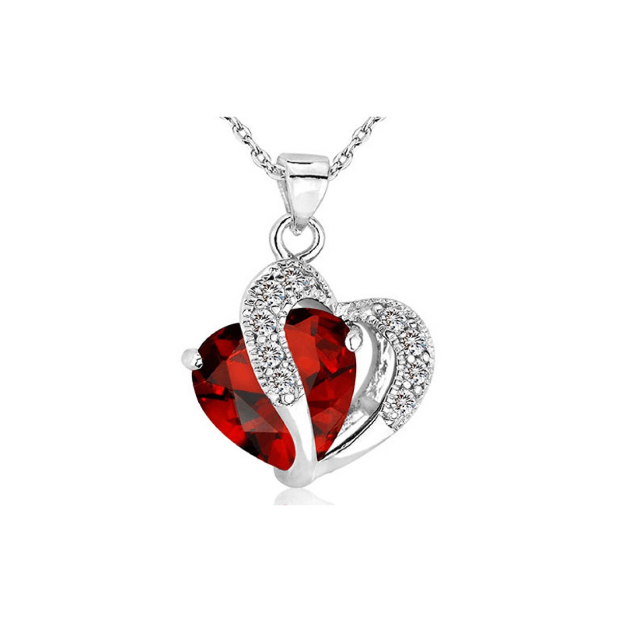Κολιέ Με Σχήμα Κόκκινη Καρδιά Από Alloy - Κρύσταλλο