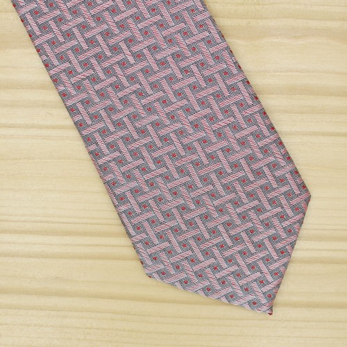 Ανδρική Γραβάτα Εμπριμέ Γκρι Ροζ 7.5cm - 3232
