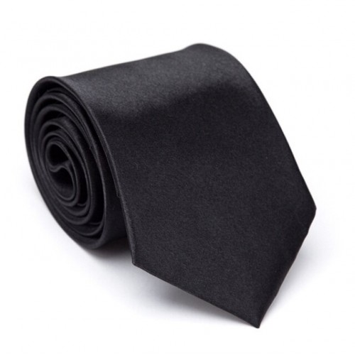 Μονόχρωμη Ανδρική Γραβάτα 7cm - Μαύρη - 2917