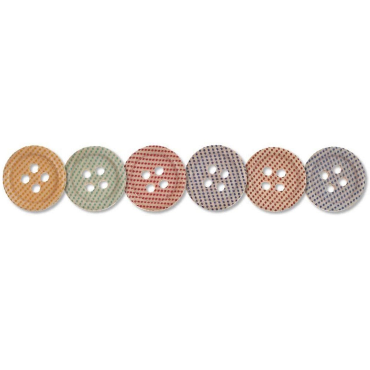 Ξύλινα Χρωματιστά Καρό Κουμπιά Ραπτικής 4 Τρύπες 15mm 20 τμχ - 4351