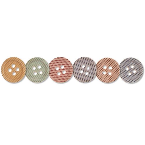 Ξύλινα Χρωματιστά Καρό Κουμπιά Ραπτικής 4 Τρύπες 15mm 20 τμχ - 4351