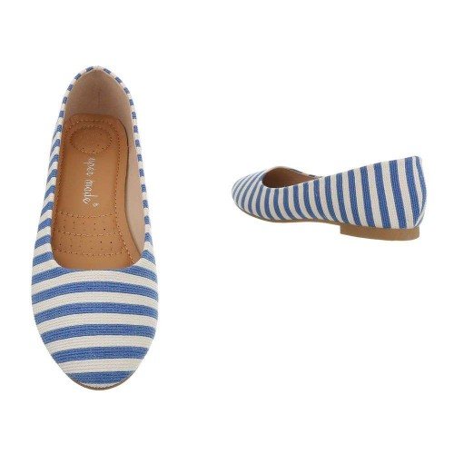 Γυναικεία Παπούτσια Μπαλαρίνα Με Μπλε Ρίγες - 4067